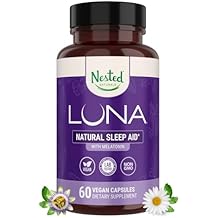 Nested Naturals Luna Sleep Aid - Non-Habit Forming Natural Sleeping Pills for Adults with Naturally Sourced Ingredients - Valerian Root, Melatonin, Chamomile, Lemon Balm, More - 60 Vegan Capsules
