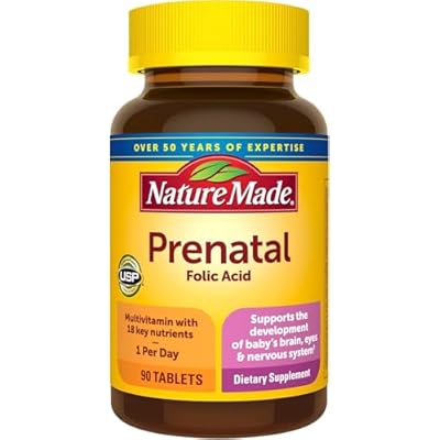 Nature Made Prenatal Multi, 90 Tablets, Folic Acid  17 Prenatal Vitamins & Minerals to Support Baby Development and Mom, Vitamin D3, Calcium, Iron, Iodine, Vitamin C, and More Pack of 3