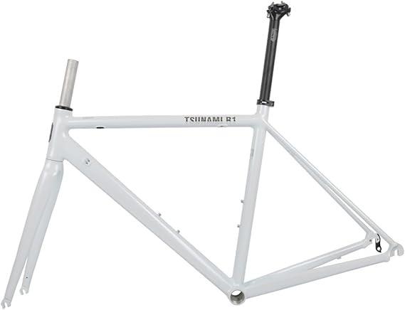 Bike Frameset 700C Road Frame Quick Release 100/130MM Aluminum Alloy 47cm 50cm 53cm C Brake/Rim Brake Semi-internal Routing(White,50cm)