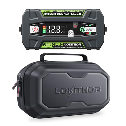 LOKITHOR J2250 PRO LiFePO4 Jump Starter with 60W Two-Way Fast Charging and J-Series Storage Bag EVA Protection Case for J400J401J401XJ402J1350 PROJ2250 PROJP400 LOKITHOR Battery Jump Starters