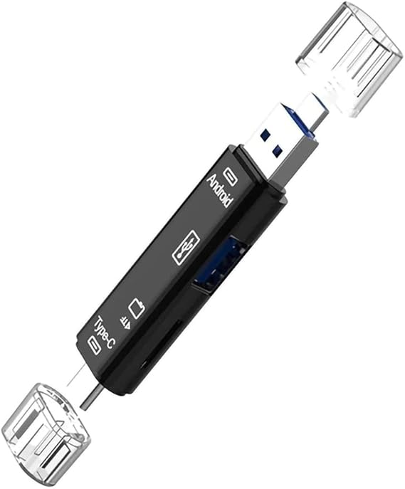 5 in 1 Multifunction Card Reader Compatible with Nothing Nothing Phone (2a) for Backup Expansion USB Type-C/MicroUSB/Tf/USB 2.0/ SD Card Reader (Black)