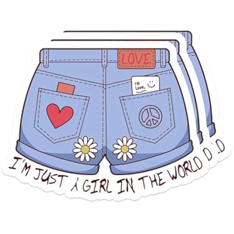 3PCS Im Just a Girl in The World Stickers Retro 90s Feminist Vinyl Waterproof Decal for Laptop, Water Bottle, Notebook, Cute Aesthetic Gift for Women & Girls