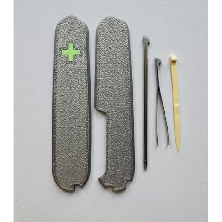 Replacement Covers For Victorinox Scales Plus 91mm Plastic Handles With Toothpick Tweezers And Ballpoint Pen Glowing Cross Silver