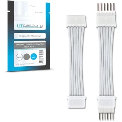 Litcessory Controller to 6-Pin Adapter for Philips HueSolo Lightstrip Detachable Version, White - Micro 6-PIN V4  Solo Lightstrip