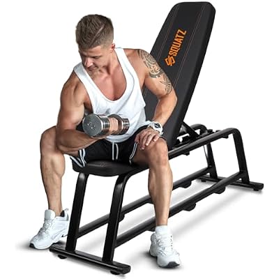 SQUATZ Foldable Flat Weight Bench, Heavy-Duty Workout Bench for Home Gym, Compact and Portable Design, Adjustable and Durable Built with Cushioned Backrest for Strength and Resistance Training