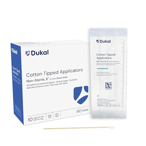 Dukal 9006-BX Cotton Tipped Applicator, Non-Sterile, 6 Box of 10bgs of 1001000 Applicators