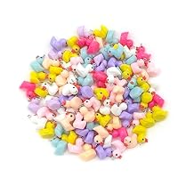 100 Pieces Mini Resin Ducks Slime Charms for Jewelry Making 8 Colors Duck with Hook for DIY Duck Pendants Bracelets Earrings Necklaces Crafts Little Duck Decoration Miniature (8 Mixed Color)