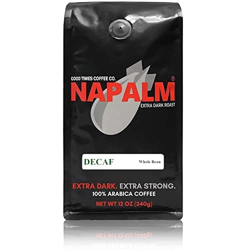 Napalm Decaf Coffee Whole Bean Swiss Natural Process Method 100 Percent Arabica Roasted and Packaged in the USA, 12 Ounce Pack of 1