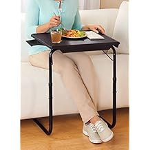 Portable Foldable TV Tray Table - Laptop, Eating, Drawing Tray Table Stand with Adjustable Tray with Sliding Adjustable Cup Holder - 5StarSuperDeals - (Black)