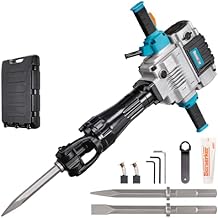 Berserker 55-Pound 1-1/8" Hex Shank Breaker Hammer, 2100W 17-Amp Heavy Duty Concrete/Pavement Demolition Jack Hammer with Carrying Case Flat Chisel & 2 Bull Point Chisel