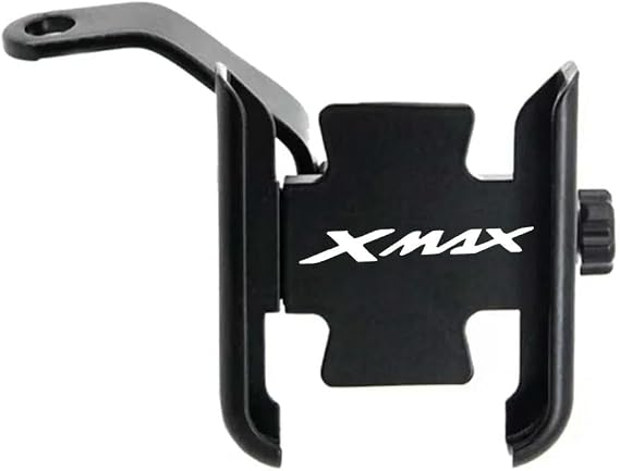 Motorcycle Phone Mount 360 Rotatable Motorbike Phone Holder for Yamaha Xmax XMAX125 XMAX250 XMAX300 125 250 Phone Holder Handlebar Mirrors Stand Bracket-Mirror Type Black