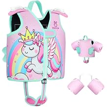 Vvinca Toddler Swim Vest for Kids 24-50lbs,Toddler Floaties Puddle Pool Float Jumper 24-30-50 Pounds for Girls Boys Ages 1-5 with Detachable Arm Floaties Adjustable Crotch Strap