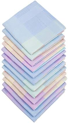 HOULIFE Handkerchiefs for Women, Soft Cotton Ladies Checkered Pattern Hankies with Stripe Candy Color 6/12PCS