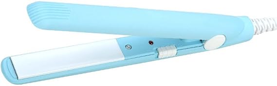Mini Hair Straightener for Short Hair,Travel Straighteners and Curlers in One for Women Men Styling (Blue)