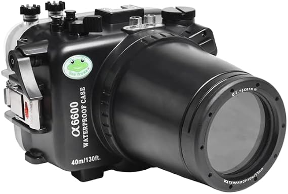 Seafrogs 40M/130FT Camera Waterproof Case Underwater Housing for Sony A6600 with 28-70MM Standard Barrel, Built-in Water Leakage Sensor, Ideal for Diving, Surfing, Swimming and Rafting Video