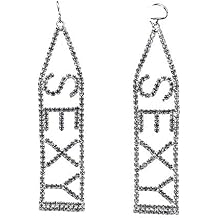 Arsimus SEXY word Silver Rhinestone Earring Dangle