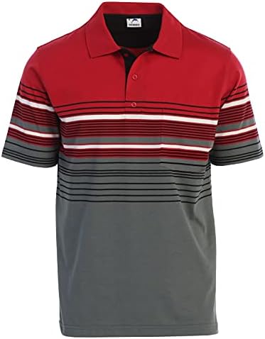 Gioberti Mens Double Striped Contrast Polo Shirt with Pocket - Yarn Dye