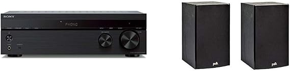 Sony STRDH190 2-ch Stereo Receiver with Phono Inputs & Bluetooth & Polk Audio T15 100 Watt Home Theater Bookshelf Speakers (Pair) - Premium Sound at a Great Value | Dolby and DTS Surround