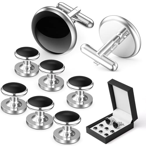 Lictin Mens Tuxedo Studs and Cufflinks Set, Classic Jewelry or Accessories for Business, Wedding, Anniversary and Birthday Gift Cufflinks for Men