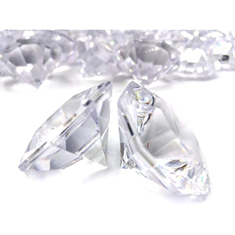 Pkg of 24 Clear 25 Carat Acrylic Diamonds with Super Big Bling - Vase Fillers or Wedding Bridal Shower Party Table Confetti Decorations Basic pack