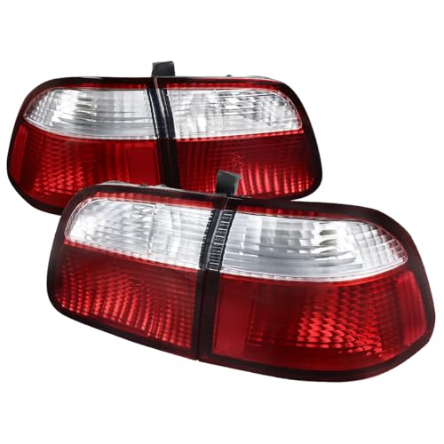 4 DOOR TAIL LIGHTS- RED CLEAR LENS Made for and Compatible with 99-00 HONDA CIVIC