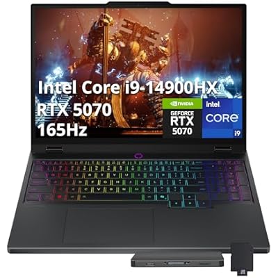 Lenovo Legion 5 15.1 WQXGA 165Hz Gaming Laptop, Intel i9-14900HX, 64GB DDR5, 2TB SSD, NVIDIA GeForce RTX 5070 8GB GDDR7, 24-Zone RGB Backlit Keyboard, Wi-Fi 7, Win 11, Black, 1TB Docking Station Set
