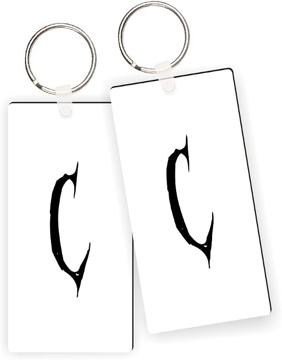 Letter A Freaky Monogram Keychains, Bold Initial Masonite Gift with Keyring and Nickel Split Ring