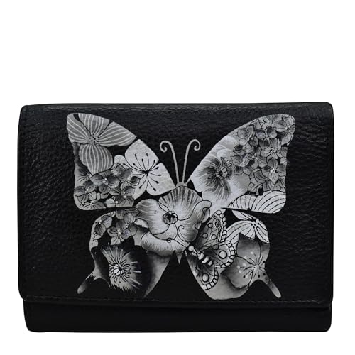 Anna by Anuschka Womens Hand-Painted Genuine Leather Ladies Three Fold Wallet