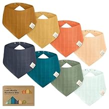 KeaBabies 8-Pack Muslin Baby Bibs for Boys, Girls - Muslin Bandana Drool Bibs for Baby Girl & Boy, Drooling Newborn, Teething Toddler, Infant 0-36 Months, Soft Cotton Extra Absorbent (Dew)