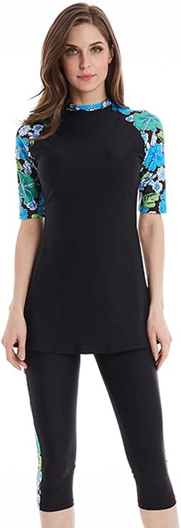 Modest Swimwear for Women Short Sleeve Swimsuit Burkini Modesty Swimming Costume Rash Guard Surfing Suit Beachwear