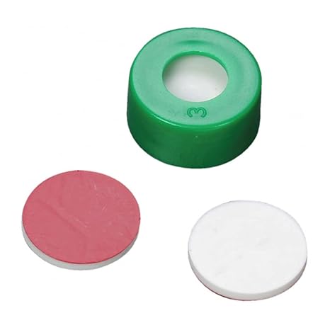 11-0053G Snap Cap with PTFE/Silicone Septa, Green, 11 mm Cap Size (Pack of 100)