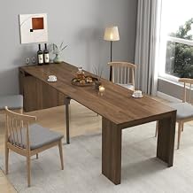 JOYSOURCE Extendable Dining Room Table with USB & AC for up to 11 People 24-118 inch Adjustable Large Extra Long Rectangular Space Saving Folding Dinner Table for Kitchen, Dining Room Walnut