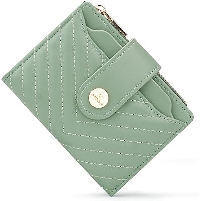 Small Womens Wallet,Slim Bifold Leather Wallet for Women RFID Card Holder Ladies Compact Pocket Wallet Small Wallet for Crossbody BagGreen