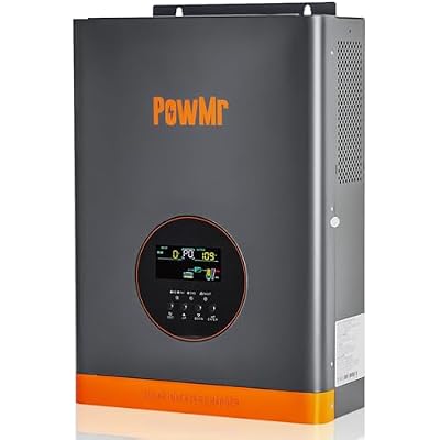 PowMr Solar Inverter 3000W 24V, Peak 9000W, Low-Frequency Pure Sine Wave Inverter 24V to 110V Built-in 60A MPPT Controller, fit for Lead-Acid Lithium Battery and Support UtilitySolar Charge