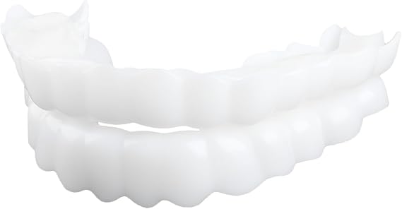 Tabanzhe Instant Veneers Snap On Veneers Fake Teeth,1 Pair Clip in Temporary Dentures for Top and Bottom,Cosmetic White Teeth Cover for Men and Women