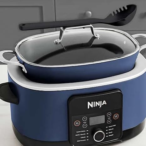 Ninja Foodi PossibleCooker PRO 8.5 Quart Multi-Cooker, with 8-in-1 Slow Cooker, Dutch Oven, Steamer & More, Glass Lid & Integrated Spoon, Nonstick, Oven Safe Pot to 500F, Navy (Blue)