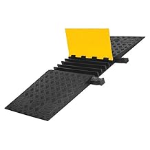 Checkers Industrial Safety Products Yellow Jacket YJ5-125-ADA-Y/B Urethane 5-Channel ADA Cable Protector with Dog Bone Connectors, Yellow Lid with Black Base, 18" Length, 50" Width, 1.875" Height