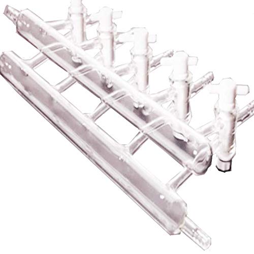 YUCHENGTECH Vacuum Gas Distributor Glass Manifold Vacuum Gas Chemistry Lab Glassware with Solid PTFE Stopcock5-Port, Double Bank