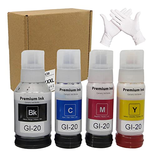 Refill Ink Compatible Replacement for Canon GI-20 GI 21 Ink Cartridge Bottle Use with Canon PIXMA G5020 G6020 G7020 G3270 G3260 G2260 G1220 MegaTank Printers4 Pack