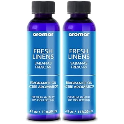 AROMAR Premium Fragrance Oil, 4oz Bottle 2 Pack Long Lasting Aromatic Scent, Fresh and Revitalizing Aromatherapy for Living Room, Bedroom, and Kitchen 8oz Fresh Linens