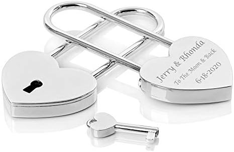 Personalized Silver Heart Padlock Custom Engraved Free - Love Lock with Functional Key, Free Engraving - Ships from USA