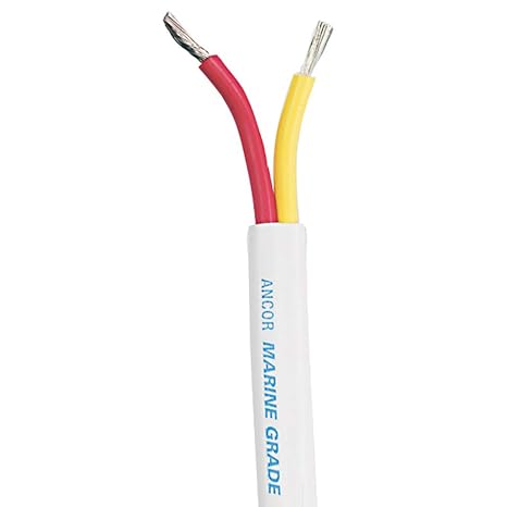 Ancor 124102 Marine Grade Duplex Cable, 10 AWG, Flat Red/Yellow, 25 Feet