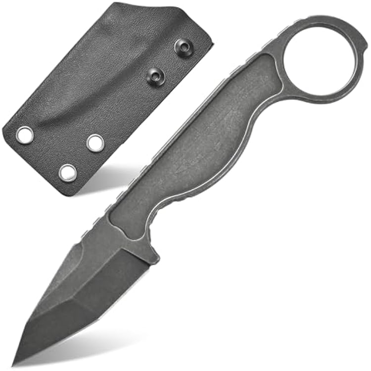 GTK101 Fixed Blade Knife D2 Steel Blade Stainless Steel Handle EDC Tool Knife for Outdoor Camping Hunting HikingBlack