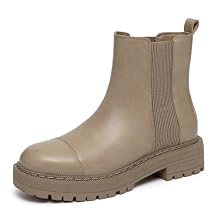 Athlefit Women's Chelsea Boots Platform Chunky Heel Slip On Elastic Lug Sole Ankle Booties