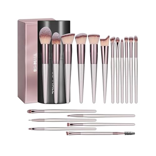 BS-MALL Makeup Brush Set 18 Pcs Professional Foundation Powder Concealers Eyeshadow Blush Synthetic Makeup Brushes with Labeled instruction Black Case Upgraded Version