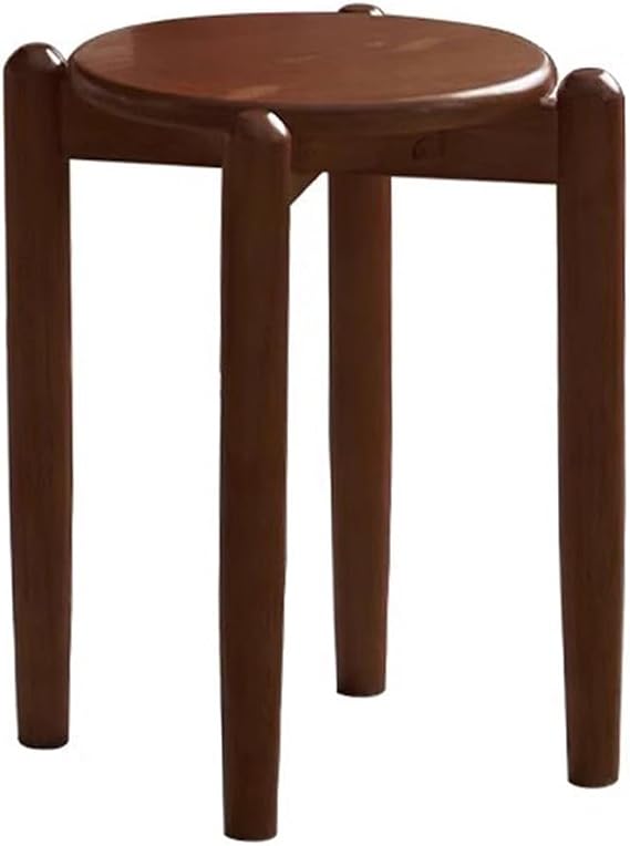 KITCISSL Home Offixe Chairs Dining Table Chair Round Stool, Solid Wood Round Stool Bench Dining Stool Modern Simple Stackable Short Stool Thickened Wooden Stool Dinner Chair(Dark Brown,X1)