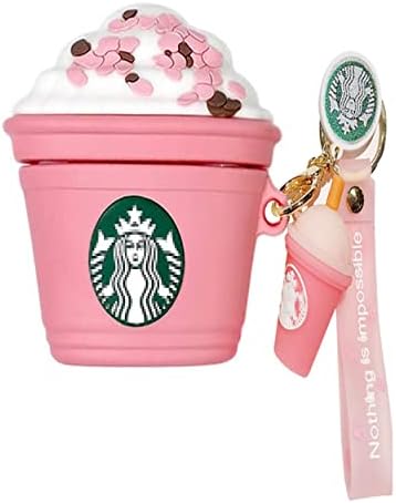 3D Cute Funny Cool Kawaii Fashion Ice Cream Cup Soft Silicone Skin Cover for Airpods 2 & 1 Pink