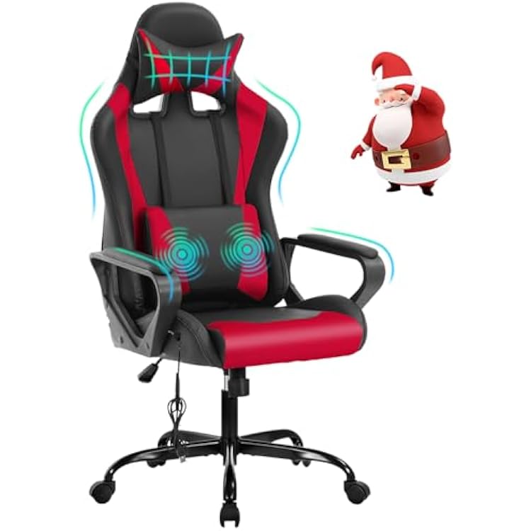 Computer Gaming Chairs with Massage,Big and Tall Gamer Chair for Adult Teen Kids,Ergonomic PC Office Desk Chair with Headrest Lumbar Support,360 Rolling Swivel Executive,PU Leather,High Adjustable