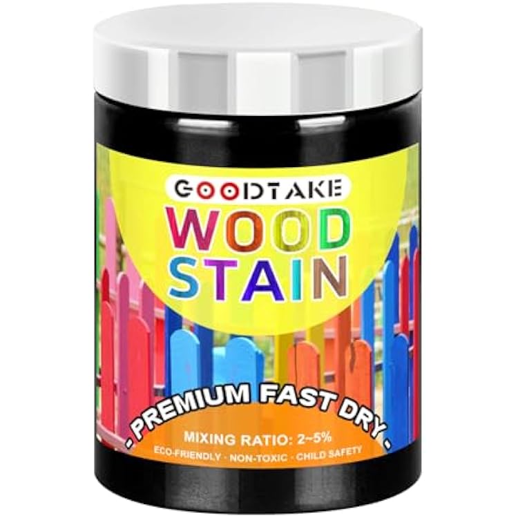 GOODTAKE Black Wood Stain, Wood Dye Stain Powder That Makes Vibrant Wood, Premium Fast Dry Dark Wood Stain Powder for Crafts, Multiple Finishes - for Indoor Outdoor Wood Furniture Black, 4 oz