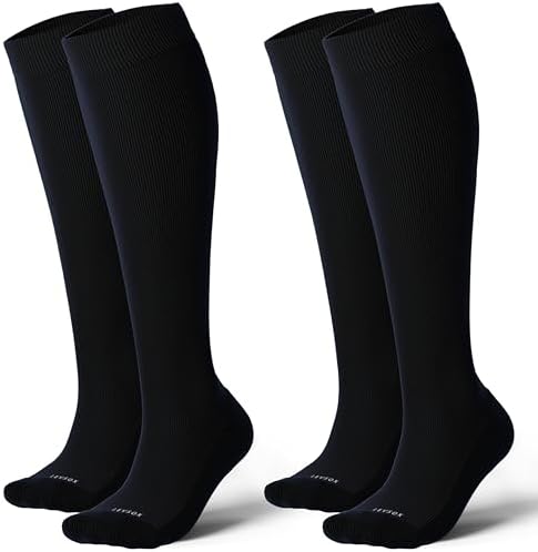 LEVSOX Thick Cotton Compression Socks for Women&Men 20-30mmHg Knee High Cute Support Sock for Nurses, Pregnancy, Travel